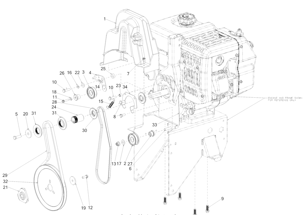 Engine Drive Diagram and Parts List for 3X34-INCHPROH (31AH8E4V710)(2019) Cub Cadet Snow Blower